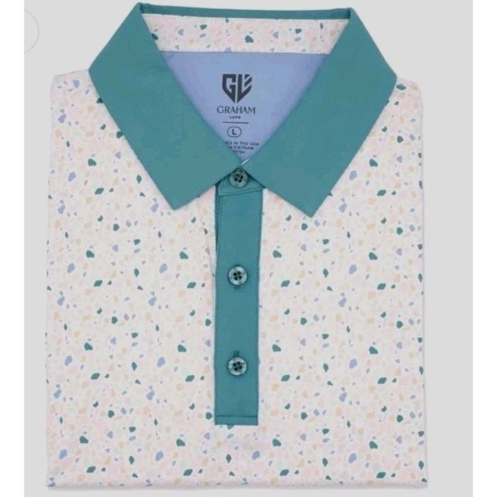 NWT! Graham Luxe M "Duncan" Golf Shirt Multi/Loden